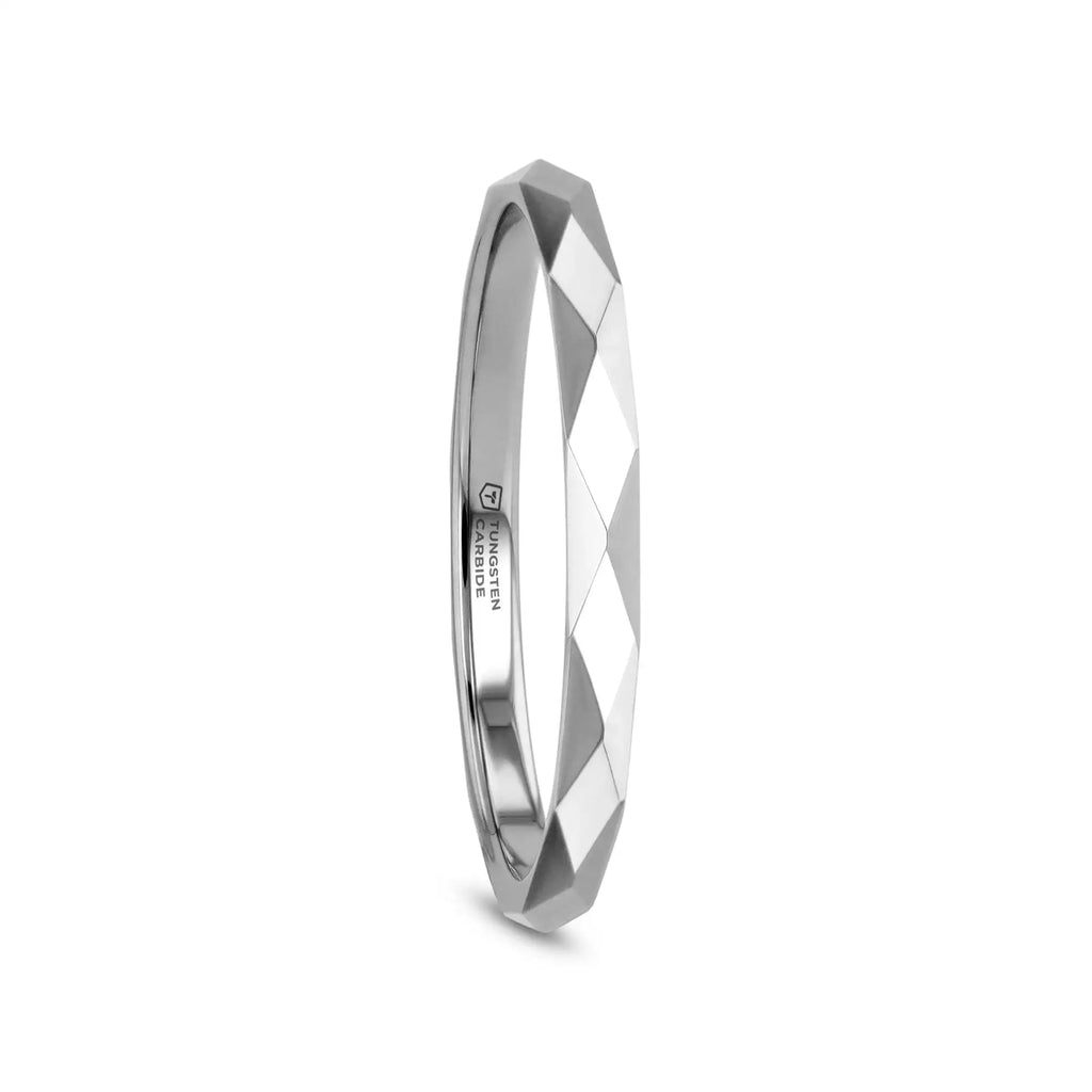 MILLENNIUM Tungsten Wedding Band with 288 Diamond Facets - 2mm - 10mm