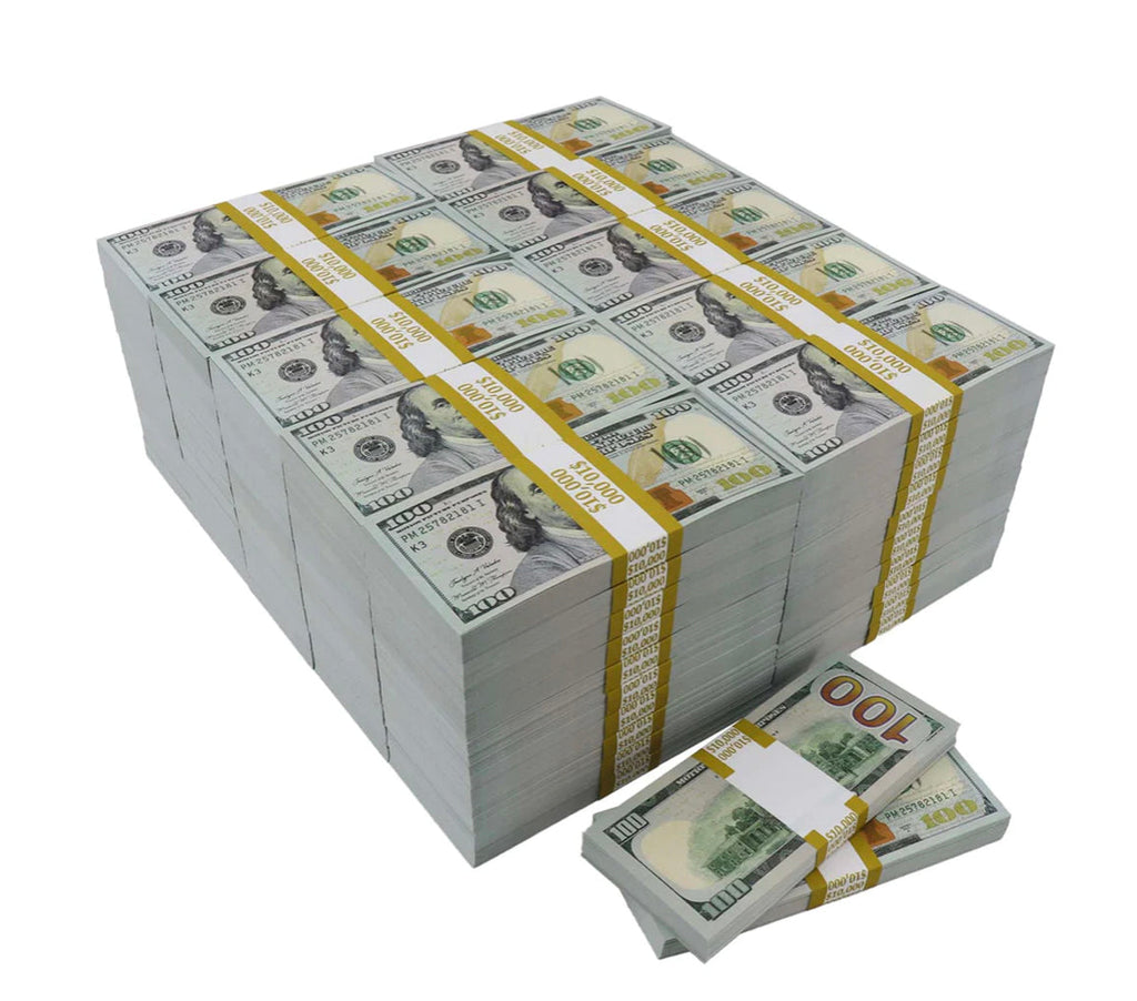 $1,000,000 New Money Prop Money With Duffle Bag- Blank Fillers