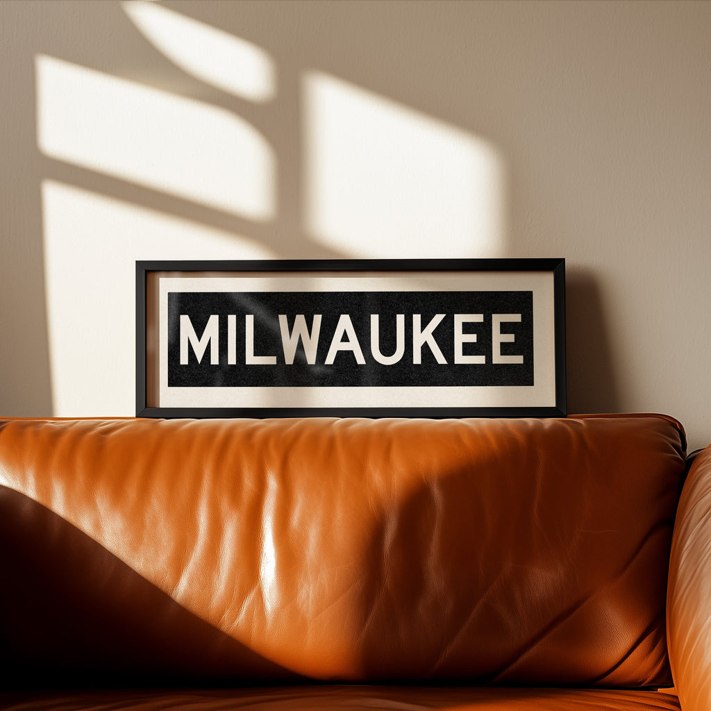 Framed Milwaukee Wisconsin Bus Scroll