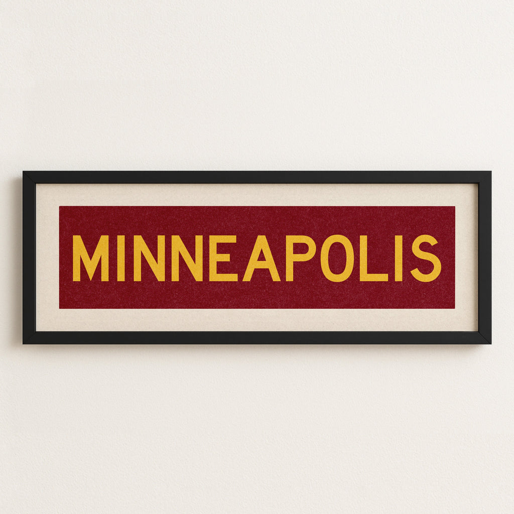 Framed Minneapolis Maroon Bus Scroll