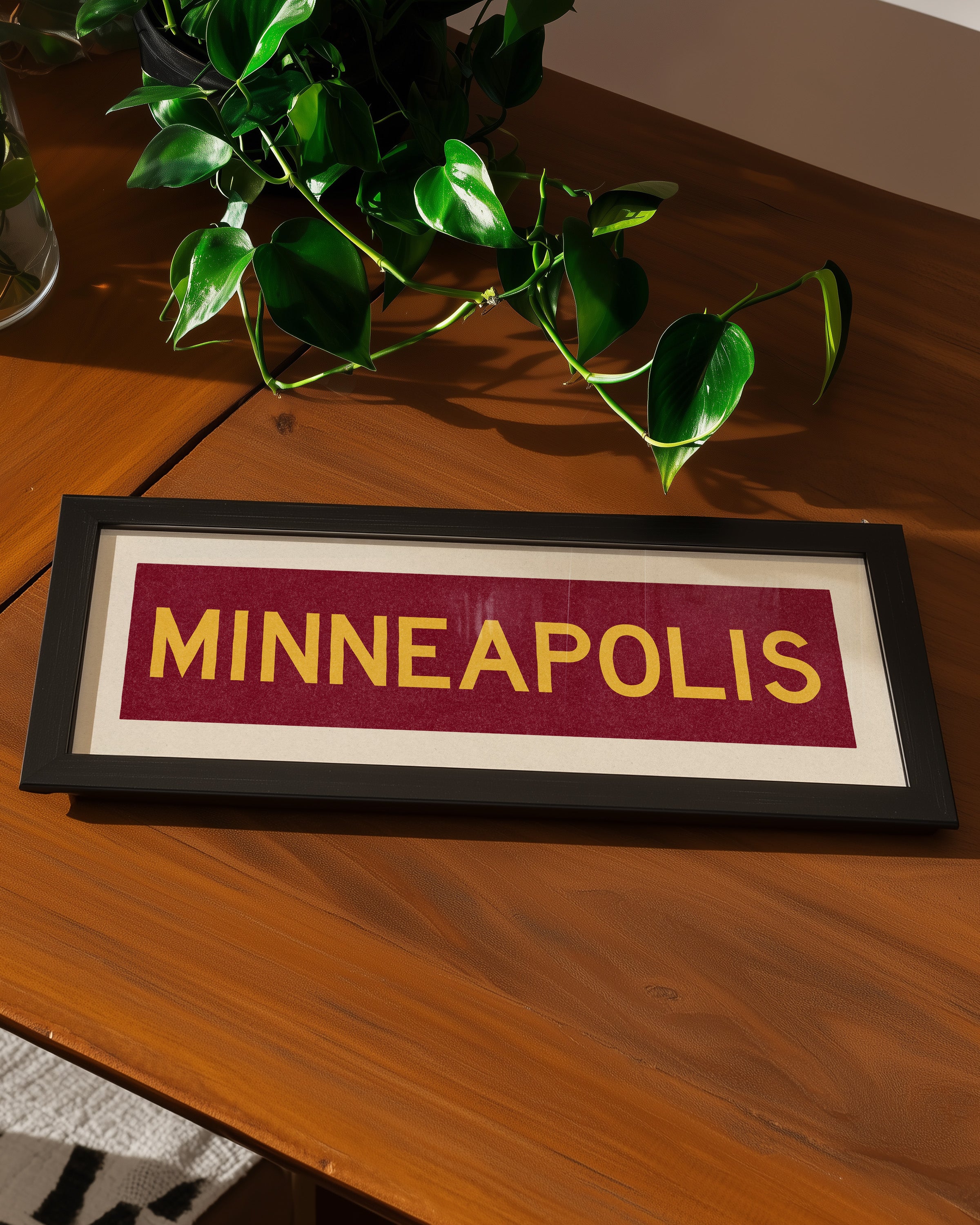 Framed Minneapolis Maroon Bus Scroll