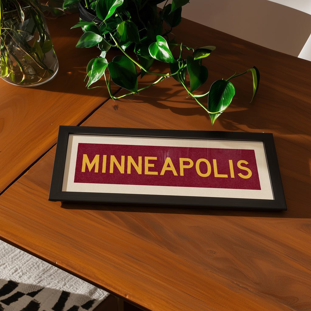Framed Minneapolis Maroon Bus Scroll