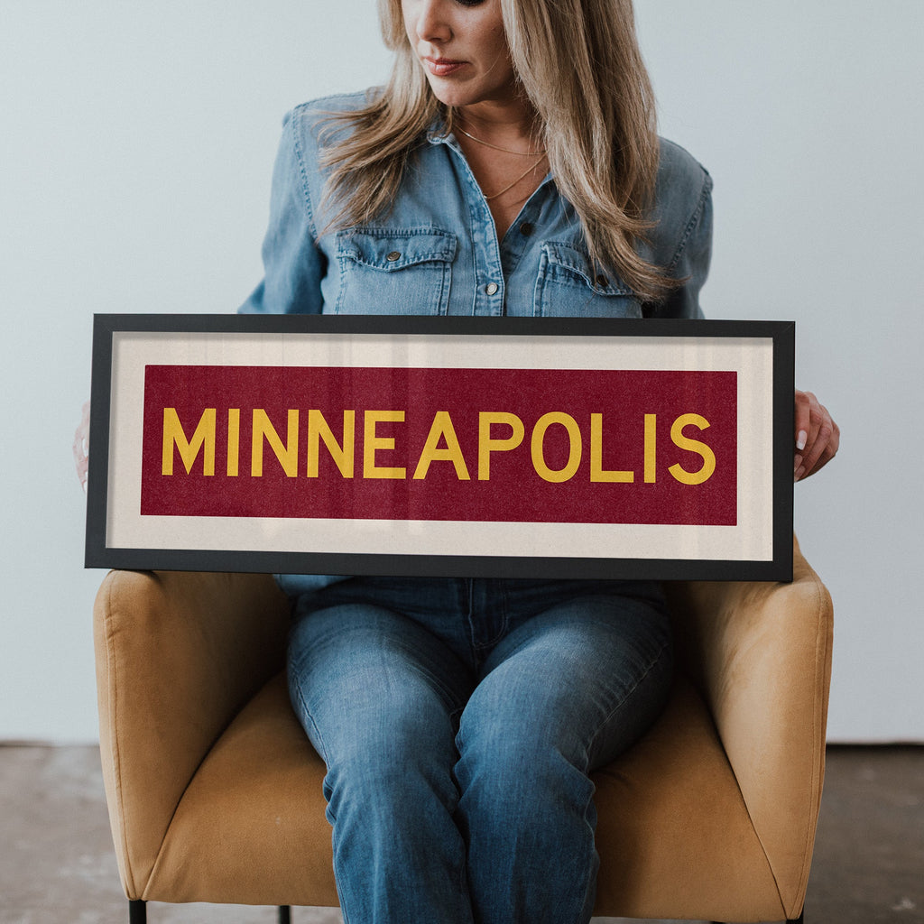 Framed Minneapolis Maroon Bus Scroll