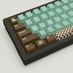 Mint Choco Design Keycaps and Mechanical Keyboard