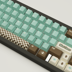 Mint Choco Design Keycaps and Mechanical Keyboard