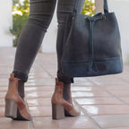 Tooled Leather Bucket Bag