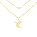 Shark Pendant Cubic Zirconia 14K Gold Filled Necklace Set