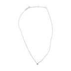 Sterling Silver Bezel Set Light Blue Aquamarine and Enamel Bead Chain Necklace