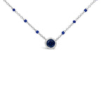 Sterling Silver Created Sapphire Bead Chain Necklace 18 Inch