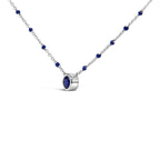 Sterling Silver Created Sapphire Bead Chain Necklace 18 Inch