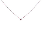 Sterling Silver Rhodolite Enamel Bead Chain Necklace 18 Inch