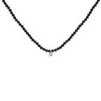 Sterling Silver Diamond Accent Black Spinel Bead Station Necklace