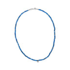 Sterling Silver Diamond Accent Blue Lapis Bead Station Necklace