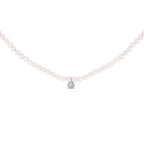 Sterling Silver Moonstone Bead Station Necklace with Diamond Accent