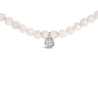 Sterling Silver Moonstone Bead Station Necklace with Diamond Accent