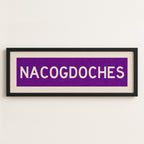 Framed Nacogdoches Purple and White Bus Scroll