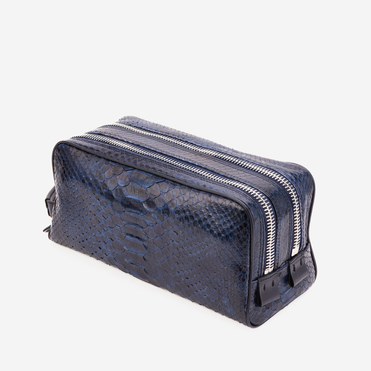 The Belluno Navy Blue Python Leather Men’s Essentials Bag