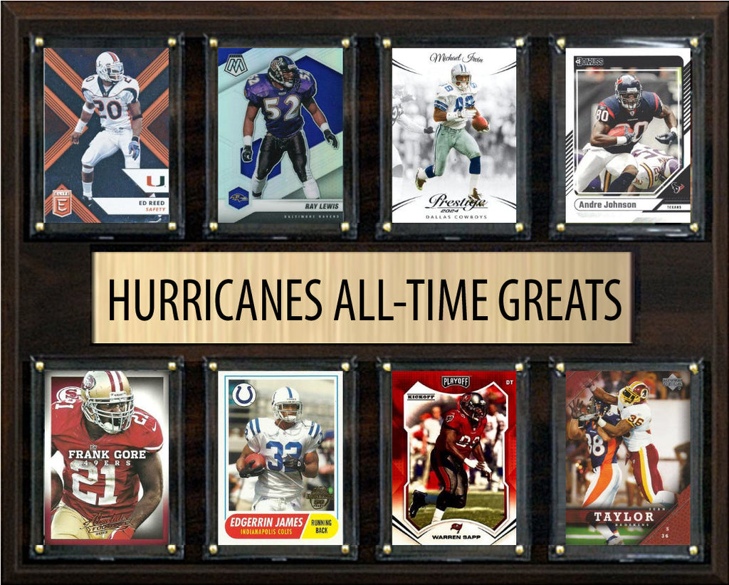 Miami Hurricanes Legends Plaque 8 Cards Ray Lewis Michael Irvin Andre Johnson Sapp