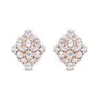 18K Rose Gold 8 1/3 Cttw Pear and Round Diamond Floral Cluster Omega Earrings (F-G Color, VS1-VS2 Clarity)