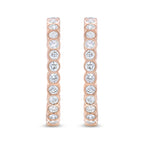 18K Rose Gold 1 Cttw Round Bezel-Set Diamond Hoop Earrings (F-G Color, VS1-VS2 Clarity)