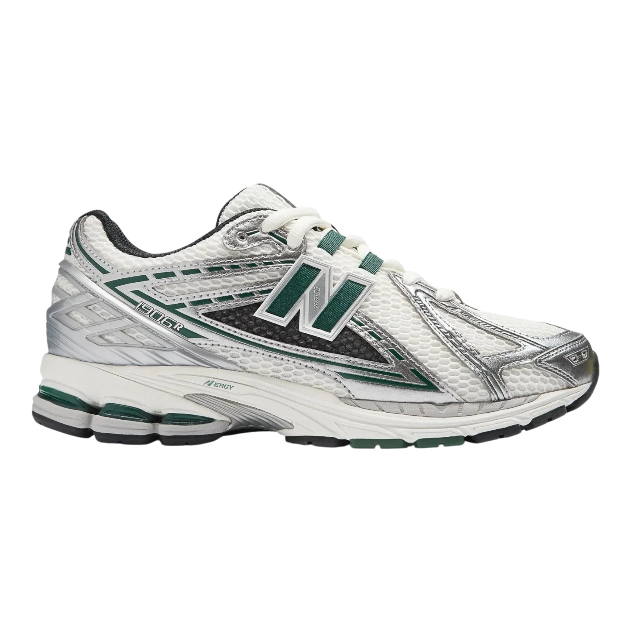 New Balance 1906R Men's Sneakers — Silver/Nightwatch Green Mesh Low-Top