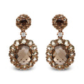 18K Rose Gold Diamond Accent and  Lemon and Oval Smoky Color Quartz Gemstone Dangle Drop Earring (G-H Color, SI1-SI2 Clarity)