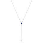 Sterling Silver Created Blue Sapphire and Diamond Accent Y Necklace