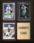 Dallas Cowboys Stars 2026 Fan Cave Plaque 8x10 3 Cards - Prescott, Pickens, Bland