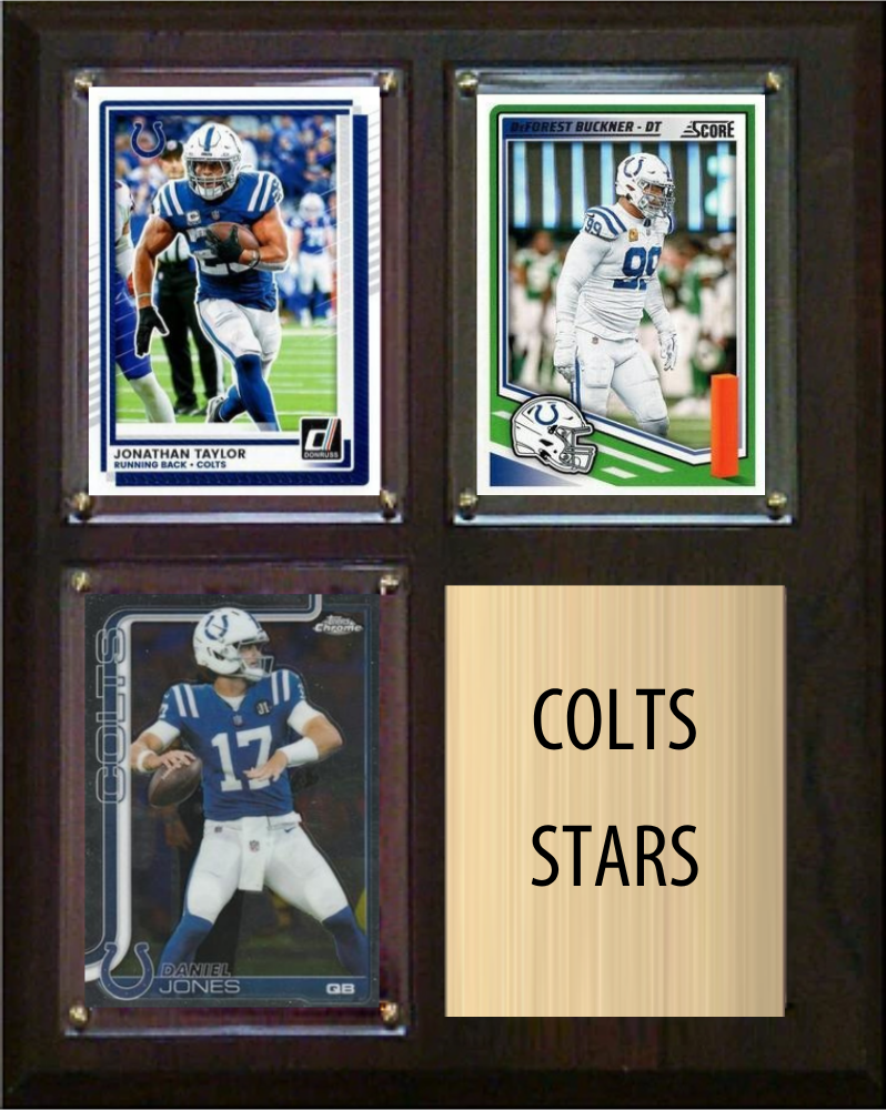 Indianapolis Colts Stars 2026 Fan Cave Plaque 8x10 3 Cards - Taylor, Buckner, Jones