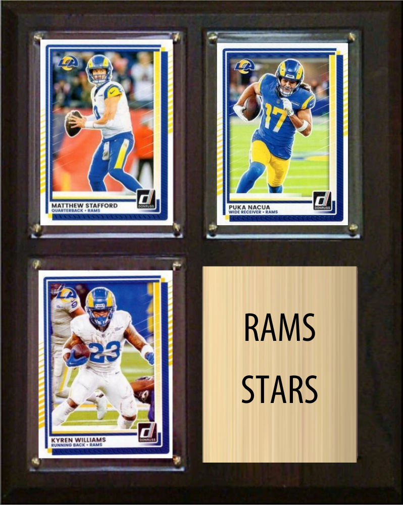 Los Angeles Rams Stars 2026 Fan Cave Plaque 8x10 3 Cards - Stafford, Nacua, Williams