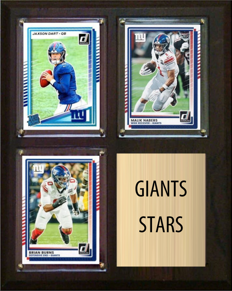 New York Giants Stars 2026 Fan Cave Plaque 8x10 3 Cards - Dart, Nabers, Burns