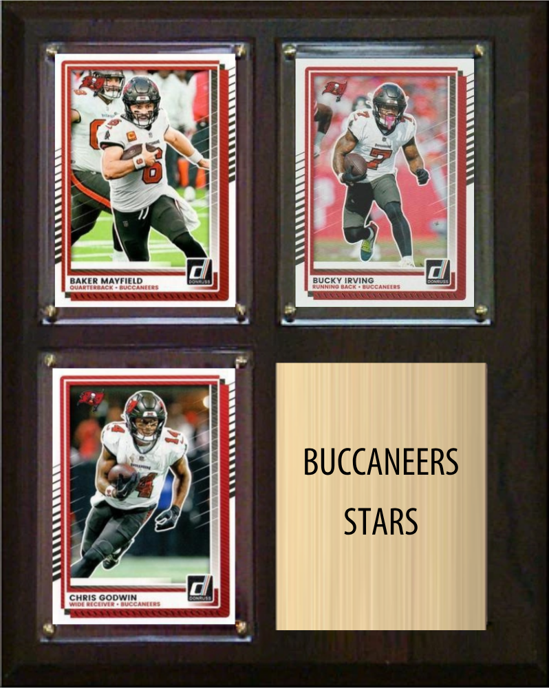 Tampa Bay Buccaneers Stars 2026 Fan Cave Plaque 8x10 3 Cards - Mayfield, Irving, Godwin