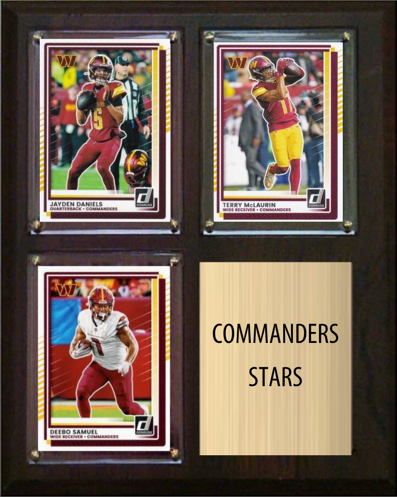 Washington Commanders Stars 2026 Fan Cave Plaque 8x10 3 Cards - Daniels, McLaurin, Samuel