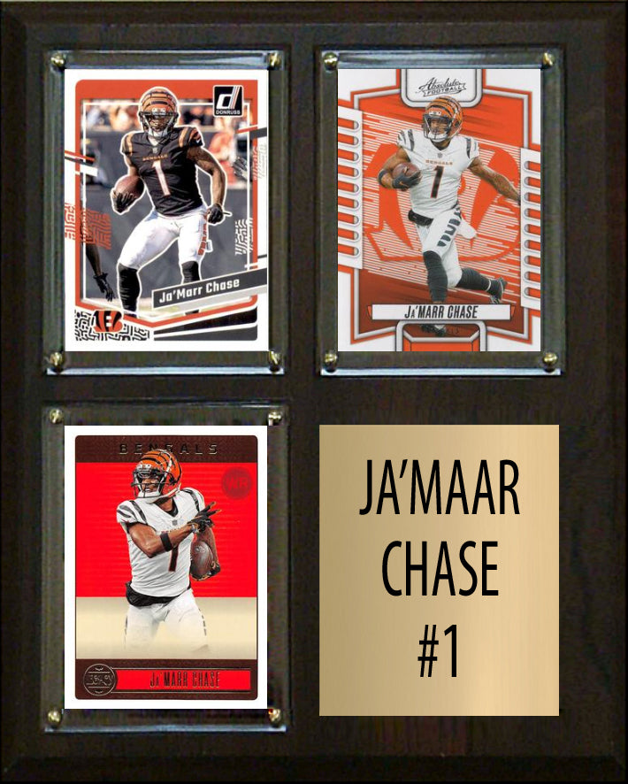 Ja'Marr Chase 3 Card Plaque Donruss Fleer Topps 2025 2024 Cincinnati Bengals
