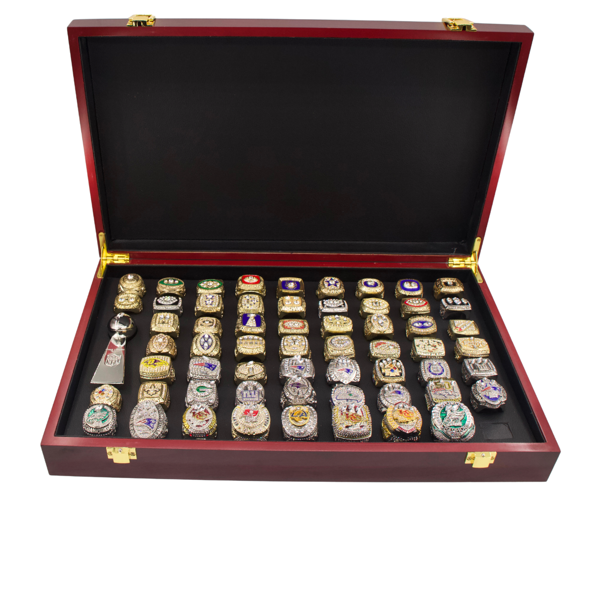 Complete 59-Piece Super Bowl Championship Ring Collection (1966–2024) | The Ultimate NFL Grand Set with Luxury Display Case