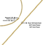 Semi-Solid 14K Yellow Gold 4.5mm Miami Cuban Chain Necklace - Unisex Chain - 22 Inches