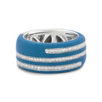 .925 Sterling Silver Turquoise Enamel 5/8 Cttw Round Diamond Wide Band Statement Ring (F-G Color, VS1-VS2 Clarity)