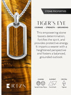 Tiger Eye Dog Tag Pendant Necklace