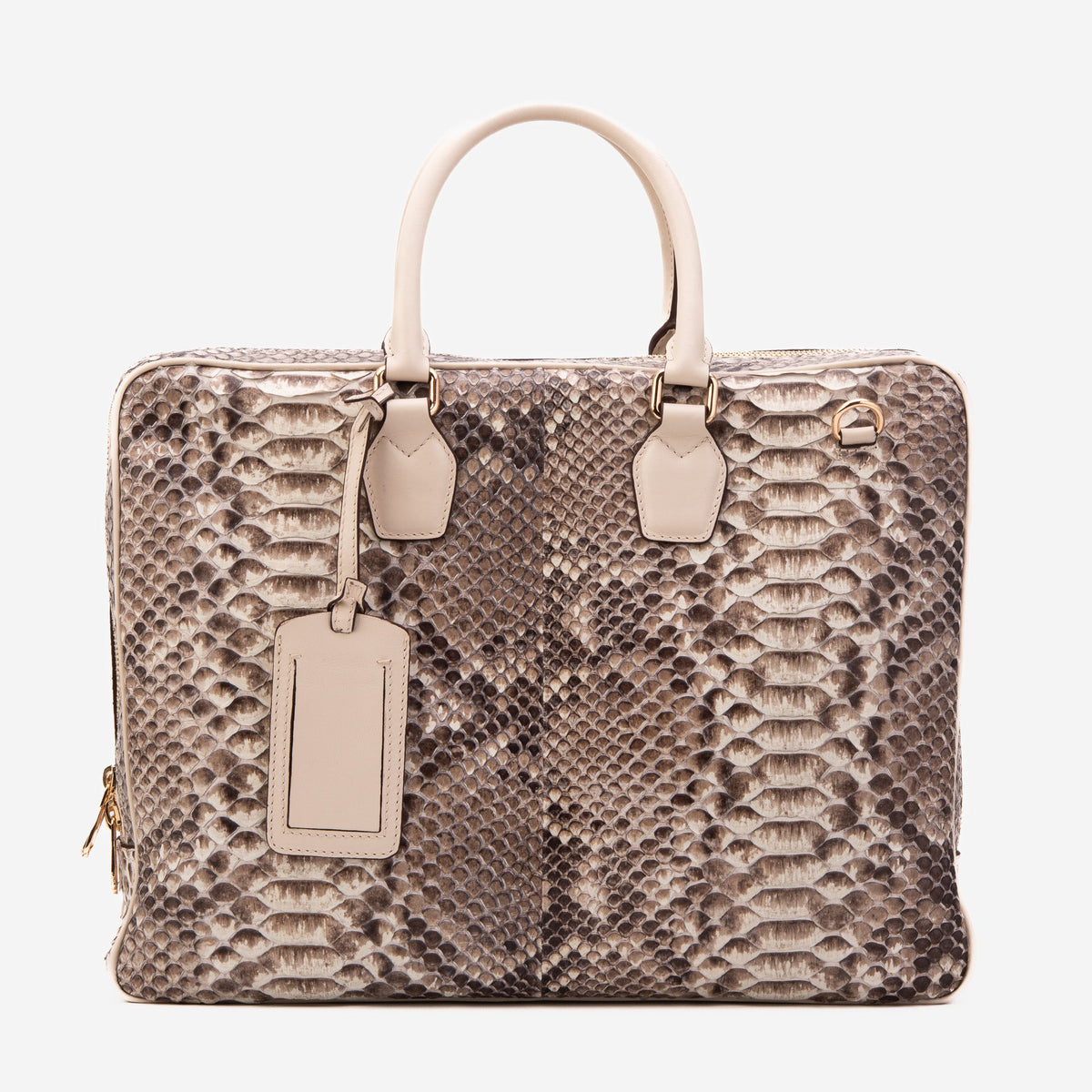 The Cortona Naturel Python Leather Men’s Laptop Briefcase