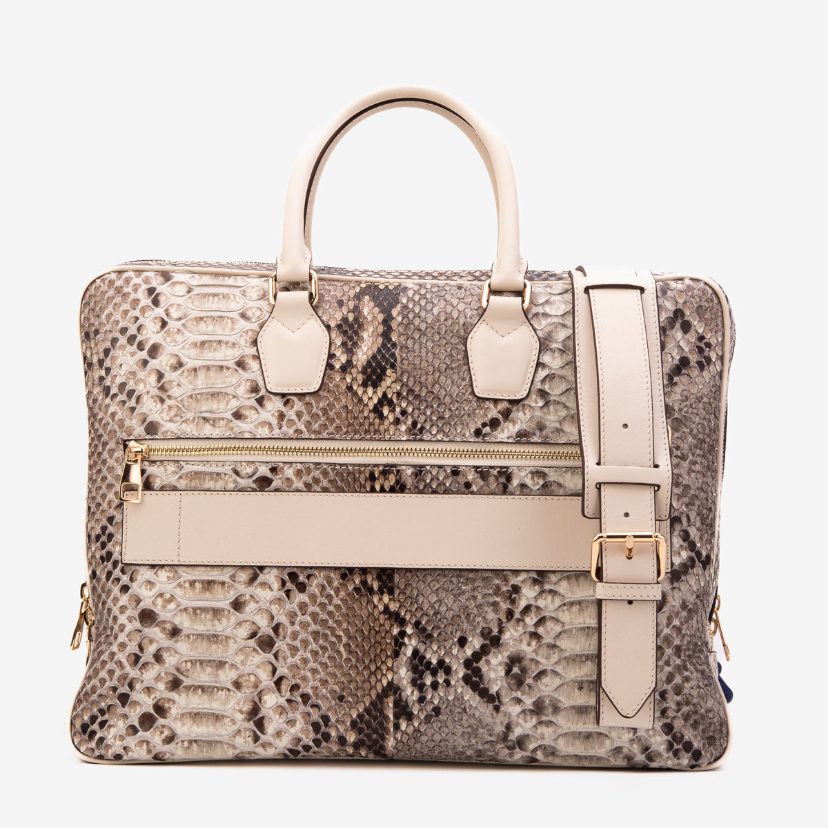 The Cortona Naturel Python Leather Men’s Laptop Briefcase