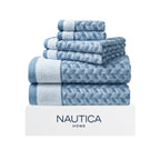 Nautica Zane Chevron Cotton Blue Towel Set - 6 Piece