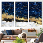 Navy Blue Marble Fluid Effect Wall Art | Abstract Canvas Print