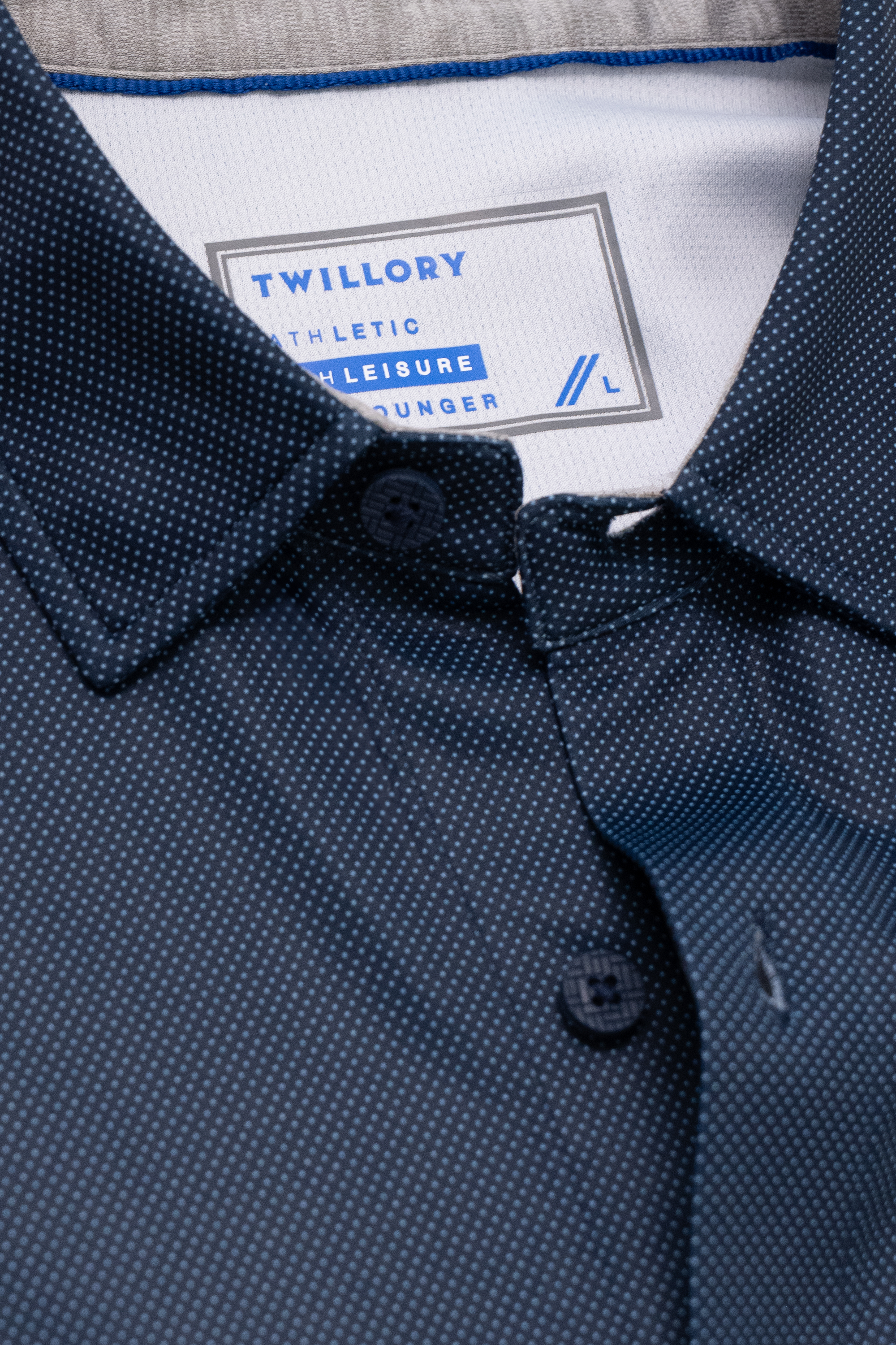 Short Sleeve Button Down Polo Dot // Navy
