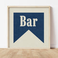 Bar Navy Banner Tab Typography Square Art Print