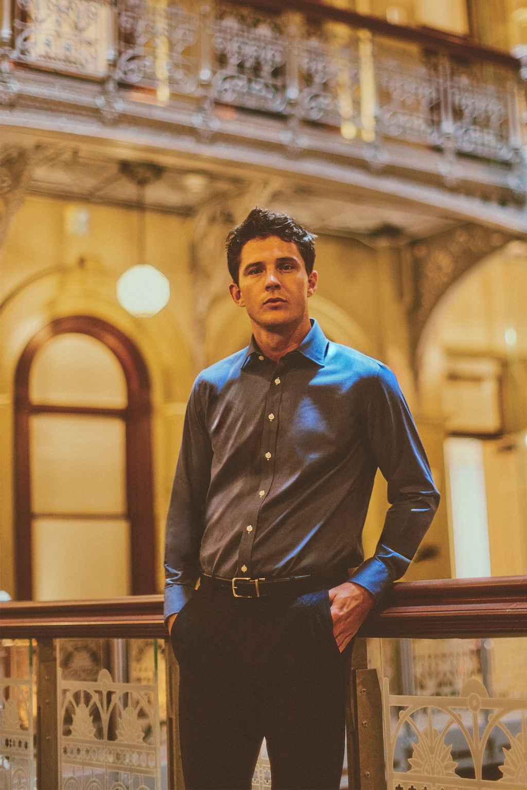 Leader Non-Iron Solid | Navy Melange