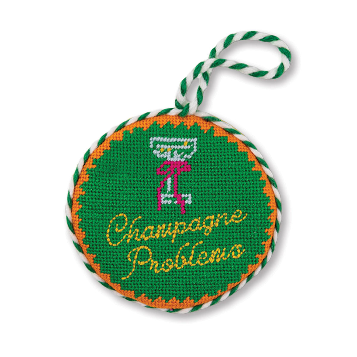 Needlepoint Ornament - Champagne Problems
