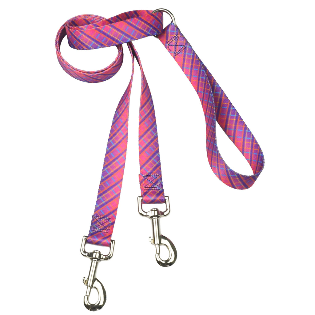 Neon Sunrise Plaid Double Connection Leash – EarthStyle
