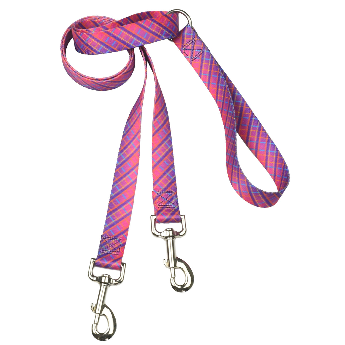 Neon Sunrise Plaid Double Connection Leash – EarthStyle