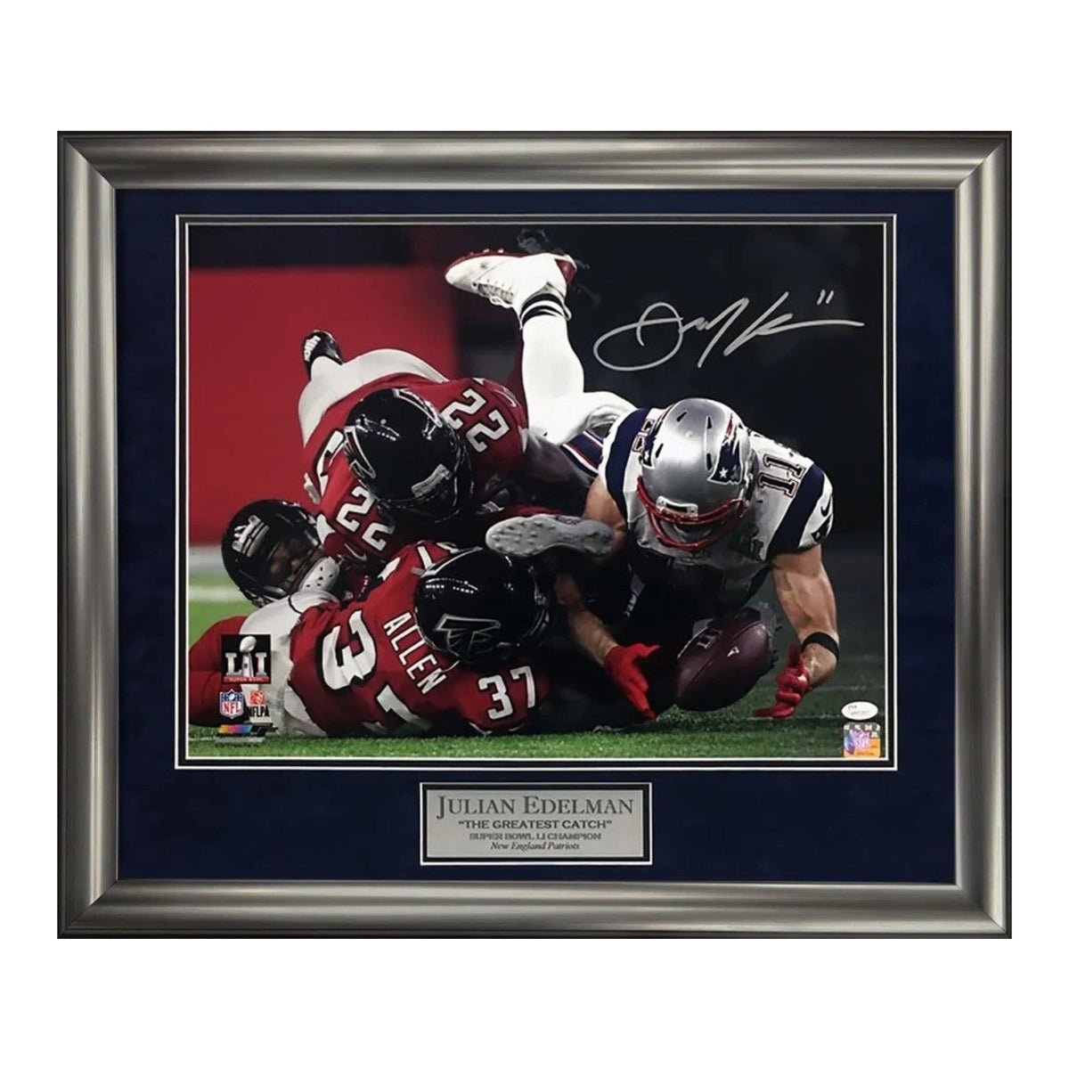 Julian Edelman New England Patriots Autographed 16x20 Photo Framed to 23x27 JSA