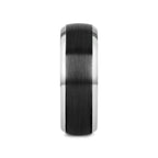NOLAN Brushed Domed Black Titanium Wedding Band with Polished Beveled Edges - 8mm